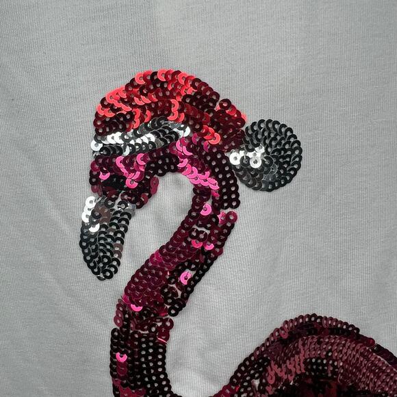 Workshop Republic Clothing Woman’s XL Sequin Flamingo Holiday Long Sleeve Top - Picture 4 of 10